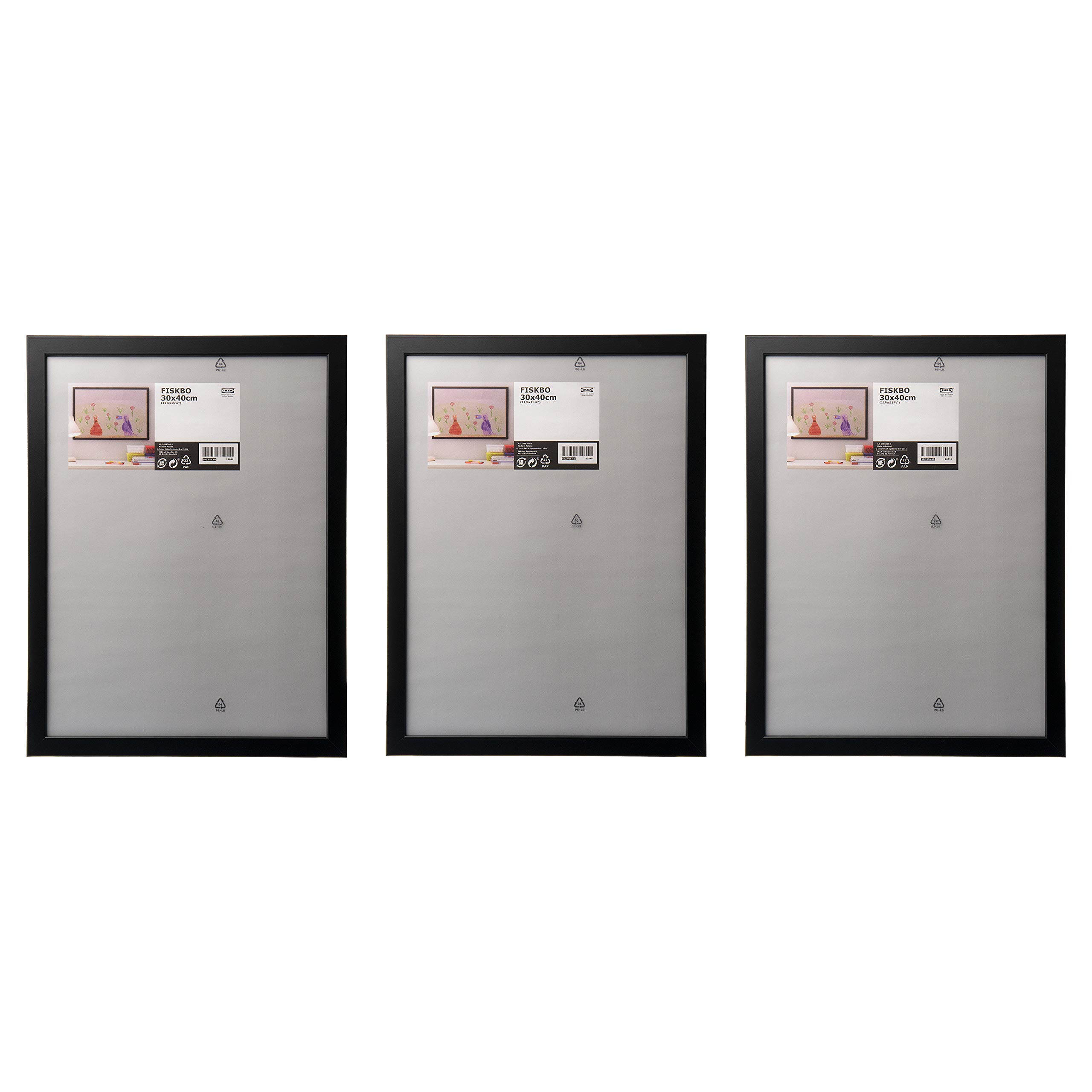 Ikea FISKBO Frames, Plastic & Fibreboard, 30x40 Centimetres, Black - Set of 3