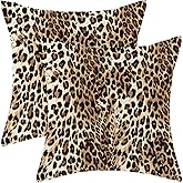 Leopard Print Pillow Covers 18x18 Set of 2 Cheetah Skin Decorative Throw Pillow Modern Outdoor Cotton Square Farmhouse Animal Cushion Cover for Home Couch Sofa