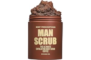 Body Prescriptions Men’s Exfoliating Body Scrub – Ultimate Skin Cleansing Wash in Jar with Twist-Top Lid, For All Skin Types, 21 Ounce (Pack of 1), Coffee