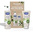 Mustela Certified Organic Bath & Body Gift Set - Fragrance-Free Skin Care Essentials with Olive Oil & Aloe Vera - Contains Cleansing Gel & Hydrating Cream for Baby, Kid & Adult - 2 Items Set