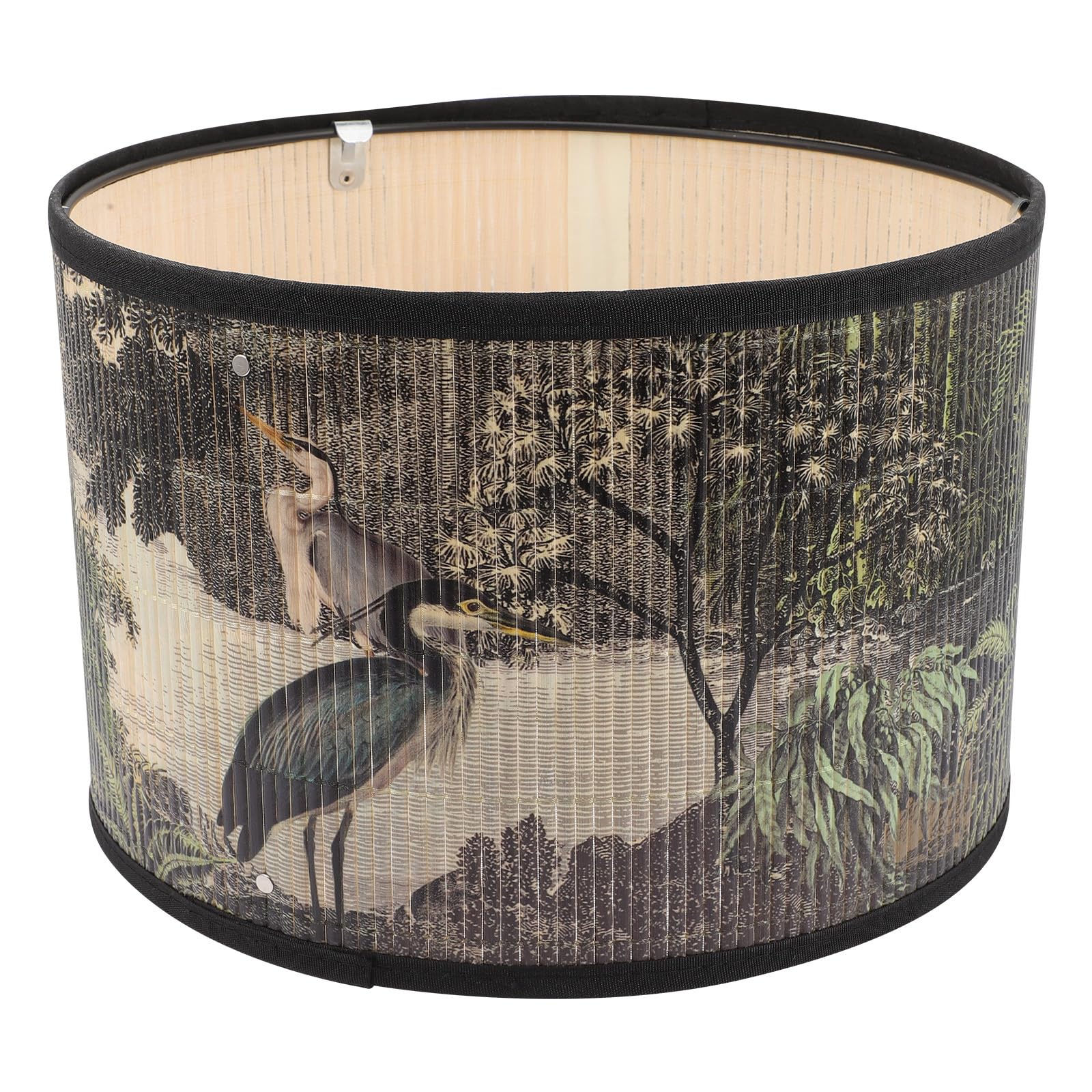 OSALADI Vintage Drum Lampshade for Ceiling Lights Patterned Bamboo Lamp Shade Green Chandelier Shade Farmhouse Floor Light Covers for Sushi Bar Home Decoration, 30x30x20cm