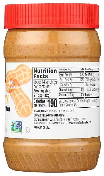 365 BY WHOLE FOODS MARKET, CREAMY PEANUT BUTTER, STIR AND ENJOY, 16 OUNCE