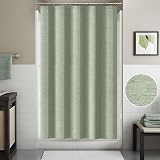 Shower Curtain Linen Look 152x214cm Sage Green with Metal Hooks view 5