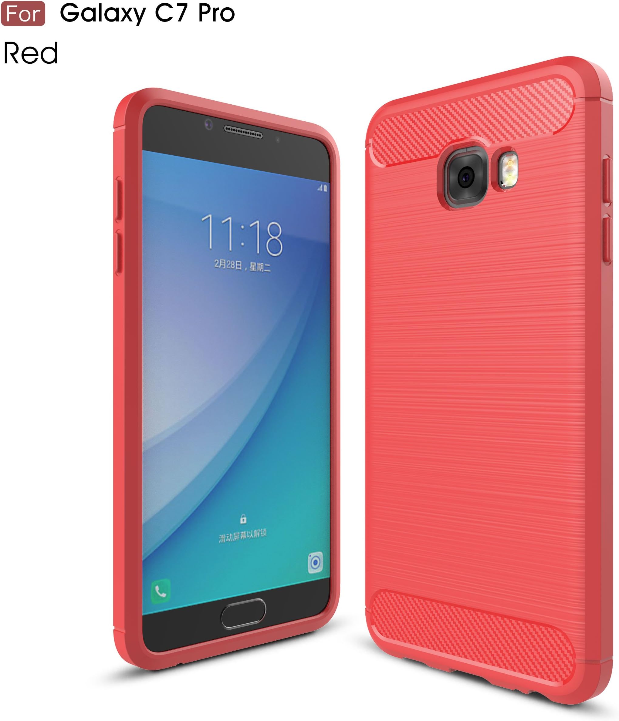 Galaxy C7 Pro Case - TianTa - Carbon Fiber Case Ultra Slim Cover Light Weight Rubber TPU Phone Case for Samsung Galaxy C7 Pro (2017) (5.7") - Red