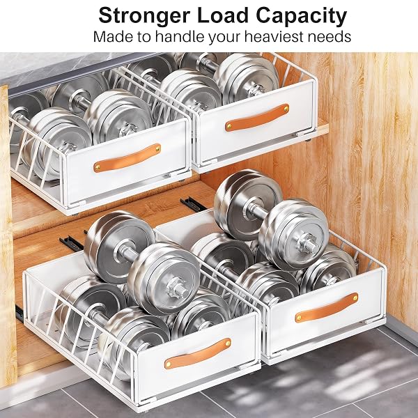 PULL OUT CABINET ORGANIZER FIXED WITH ADHESIVE NANO FILM,HEAVY DUTY SLIDE OUT PANTRY SHELVES DRAWER STORAGE,SLIDING MESH CABINET BASKET WITH HANDLE FOR KITCHEN, BATHROOM,HOME, 15.8″W X 21″D X6.2″H