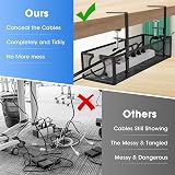 Luqixcey No Drill Under Desk Cable Management Tray Sturdy Metal Clamp Black view 5