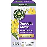 Traditional Medicinals Smooth Move Senna Laxative Capsules, Natural Herbal Constipation Relief, 50 Capsules (Pack of 1)