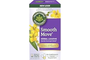 Traditional Medicinals - Smooth Move Laxative Capsules - Contains Organic Senna - Natural Herbal Constipation Relief - 50 Capsules (1 Pack)