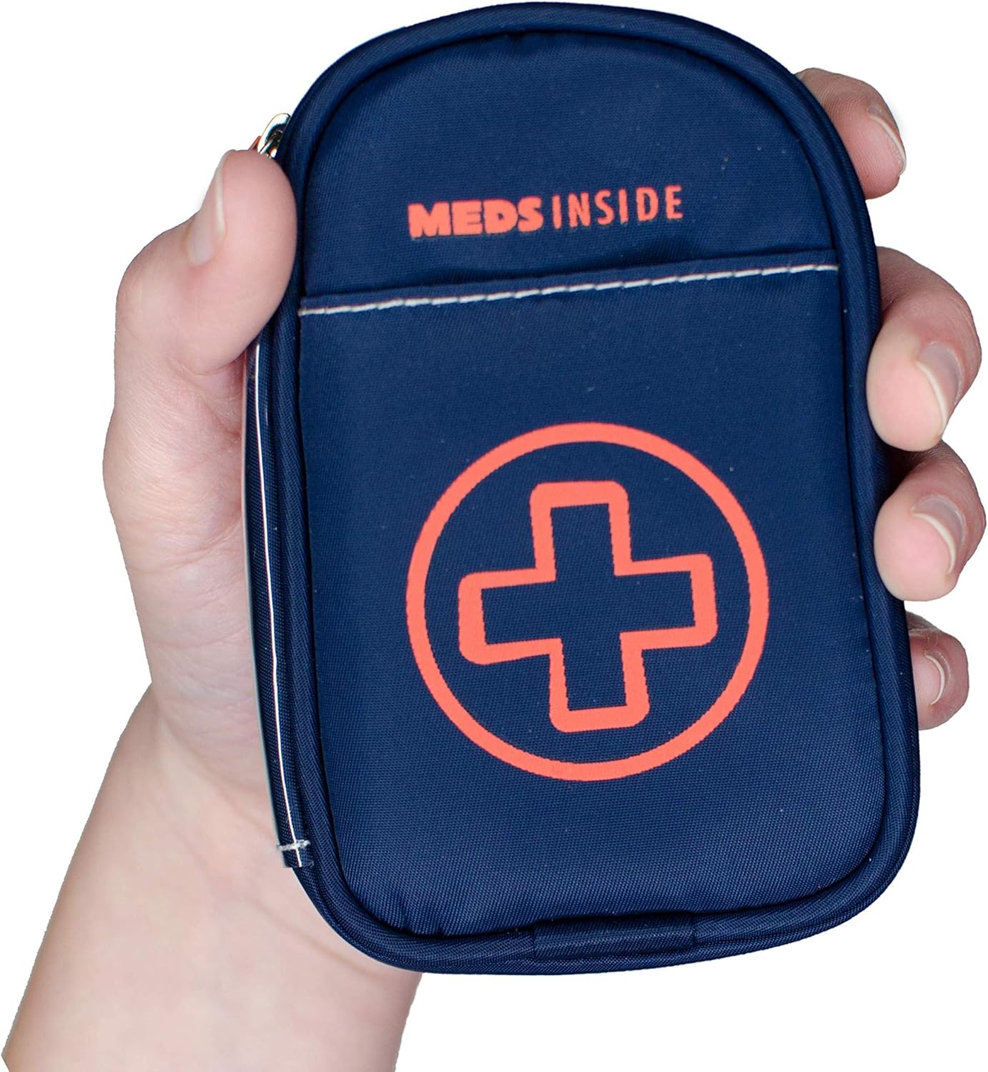 Auvi Q Case, Travel Medical Bag – Small Medication Organizer Insulated Medicine Bag “Jake” Navy Blue Mini Medic Pouch: Asthma Inhaler Case for (Small EpiPens), Allergy Meds, Nasal Sprays or More