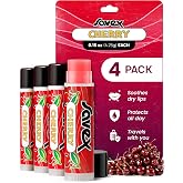 Savex Cherry Lip Balm - Moisturizing Dry Lips Protection Stick 4-pack | 4-Pack, Lip balm stick with moisturizing formula for dry lips, smooth feel, long lasting moisture, travel friendly tube