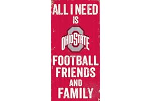 LA AUTO GEAR Fan Creations Ohio State Buckeyes 6" x 12" All I Need is Football, Friends, and Family Wood Sign