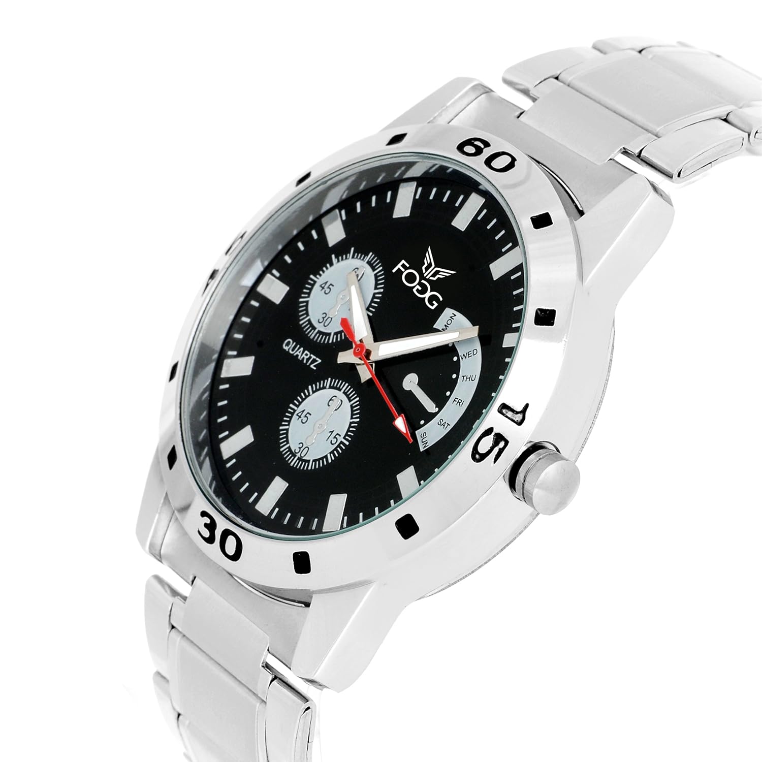 fogg analog black chrono dummy dial men's watch 2002-bk