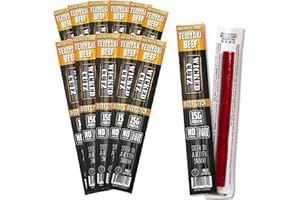 WICKED CUTZ Teriyaki Beef Sticks | Tender, Flavorful, Extra Large Beef Jerky Sticks with 15g of Protein Per Meat Stick, Gluten Free, High Protein, Low Carb, Healthy Snacks for Adults (12 Sticks)