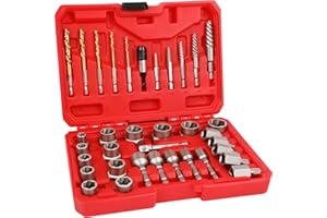 UYECOVE 35Pcs Screw Bolt Extractor Set, Left Hand Drill Bit Set 6542/4341 HSS, Easy Out Bolt Extractor Set with Hex Adapter, Stripped Bolt Remover for Broken Rusted Nuts Screws, Bolts, Studs