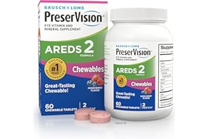 PreserVision AREDS 2 Eye Vitamins, #1 Eye Doctor Recommended Brand, Chewable Lutein and Zeaxanthin Supplement with Vitamin C, Vitamin E,Zinc, and Copper, Mixed Berry, 60 Tablets