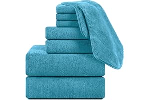 Junsey Turquoise Bath Towels Set of 8,2 Oversized Bath Sheets 35x70 Inch/2 Hand Towels/4 Washcloths Bathroom Towels Quick Dry Towel Ultra Absorbent Soft Shower Towels for Bathroom Hotel