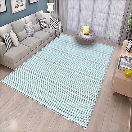 Amazon Com Blue Girls Bedroom Rug Sea Waves Theme Zig Zag