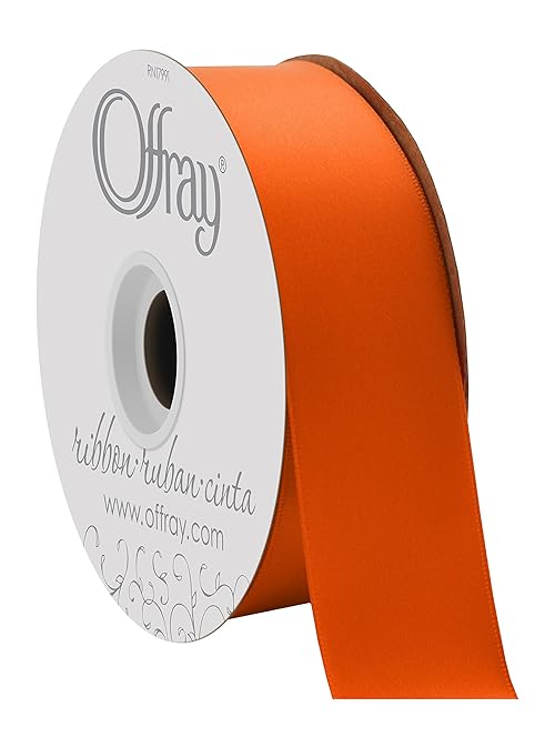 Berwick Offray 1.5" Wide Double Face Satin Ribbon, Torrid Orange, 50 Yds