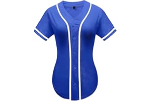 babyhealthy Womens Baseball Jersey Button Down Plain Tshirts Hip Hop Softball Sports Active Tee