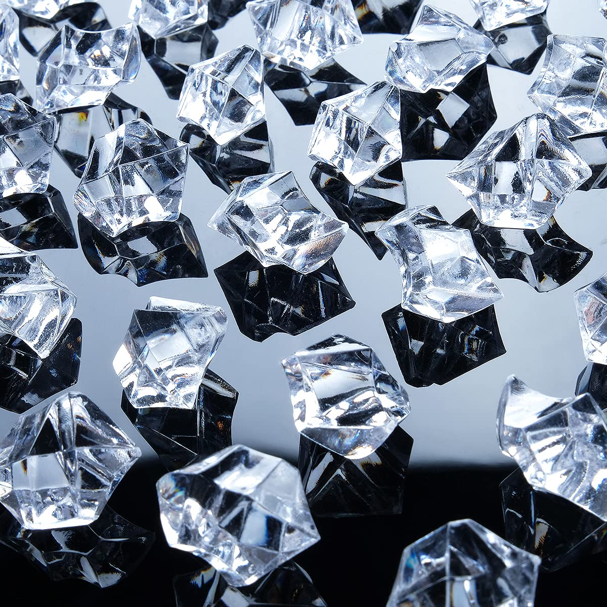 Acrylic Crushed Ice Rocks, Babenest 150 PCS Fake Crystals Plastic Ice Cubes Diamonds Gems for Vase Fillers, Home Decoration, Table Scatter, Event, Wedding, Arts & Crafts (Clear)