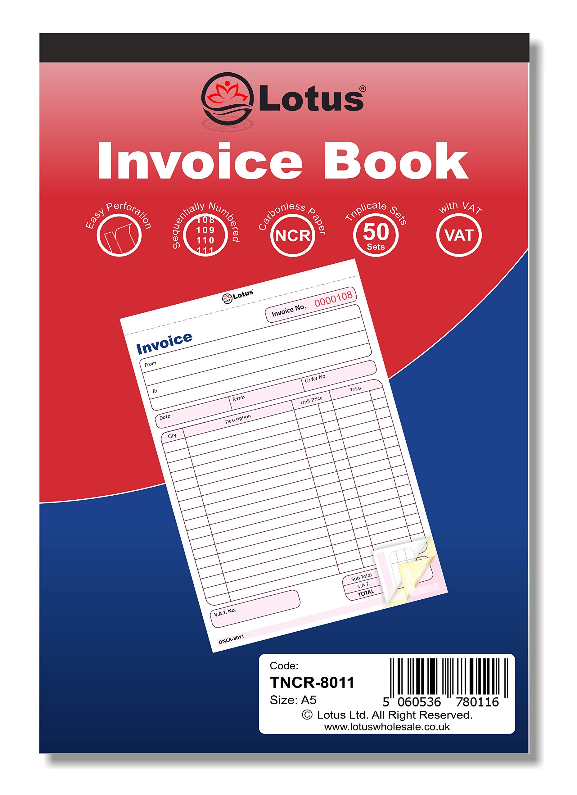 Triplicate Invoice Book | 3-Part Invoice Book Triplicate | A5 (143 x 210mm) - TNCR-8011