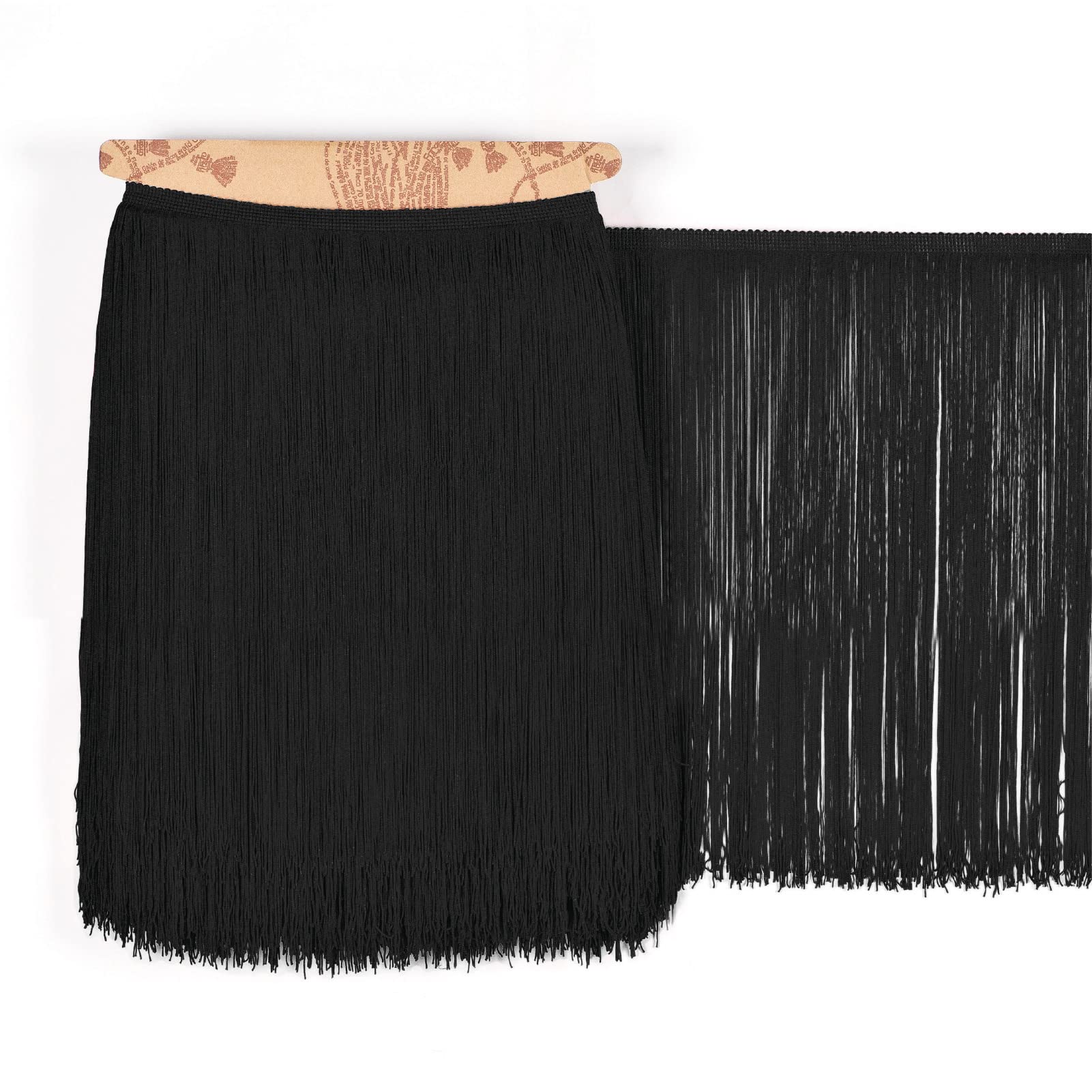 TEXTEX = Cuquillo Fringe for Sewing Flamenco and Sevillana. Composition Rayon 100%. Length of 40 cm. 5m Pieces. (Black)