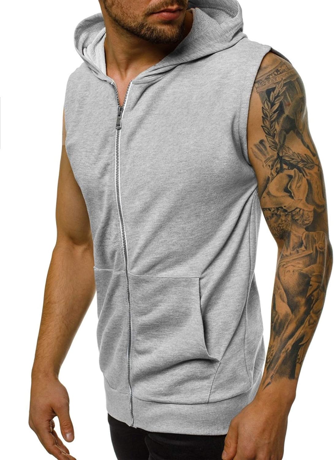 Heren Mouwloos Tops Hoodie Zip Up Workout Shirts Bodybuilding Training