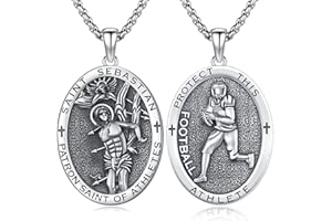 XIXLES 925 Sterling Silver Patron Saint Medal Protection Pendant Necklace Religion Jewelry for Men Women With 316L Stainless Steel Chain and Gifts Box