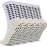 Ultrafun 5 Pairs Kids Youth Grip Soccer Socks Cushioned Non Slip Football Athletic Sports Socks