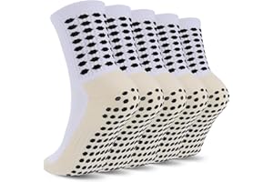 Ultrafun 5 Pairs Kids Youth Grip Soccer Socks Cushioned Non Slip Football Athletic Sports Socks