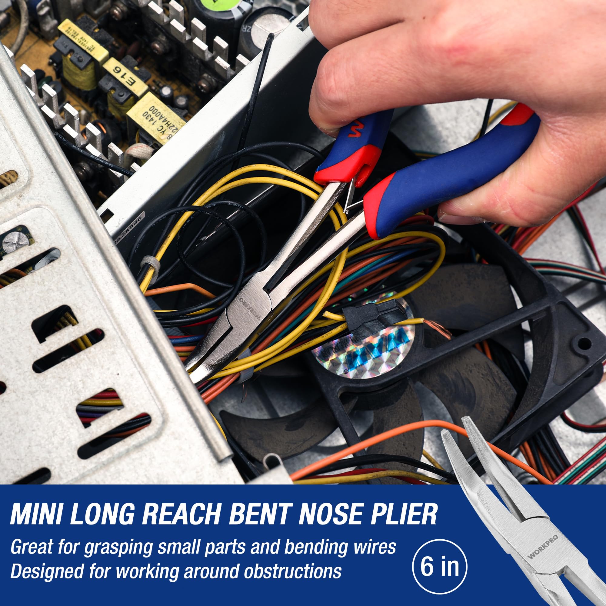 WORKPRO Mini Long Reach Pliers Set - 3-Piece Kit Includes 7