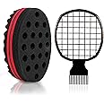 2 Pcs Afro Twist Set: Upgrade Hair Sponge and Comb for Men/Women Curls, Barber & Personal Styling