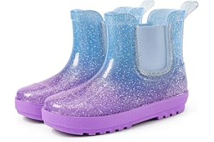 Motasha Chelsea Rain Boots for Girls & Boys, Waterproof Rubber Slip-On with Round Toe, Lightweight Kids Rainboots for Toddler to Big Kids, Outdoor, Farm, Park, Hiking