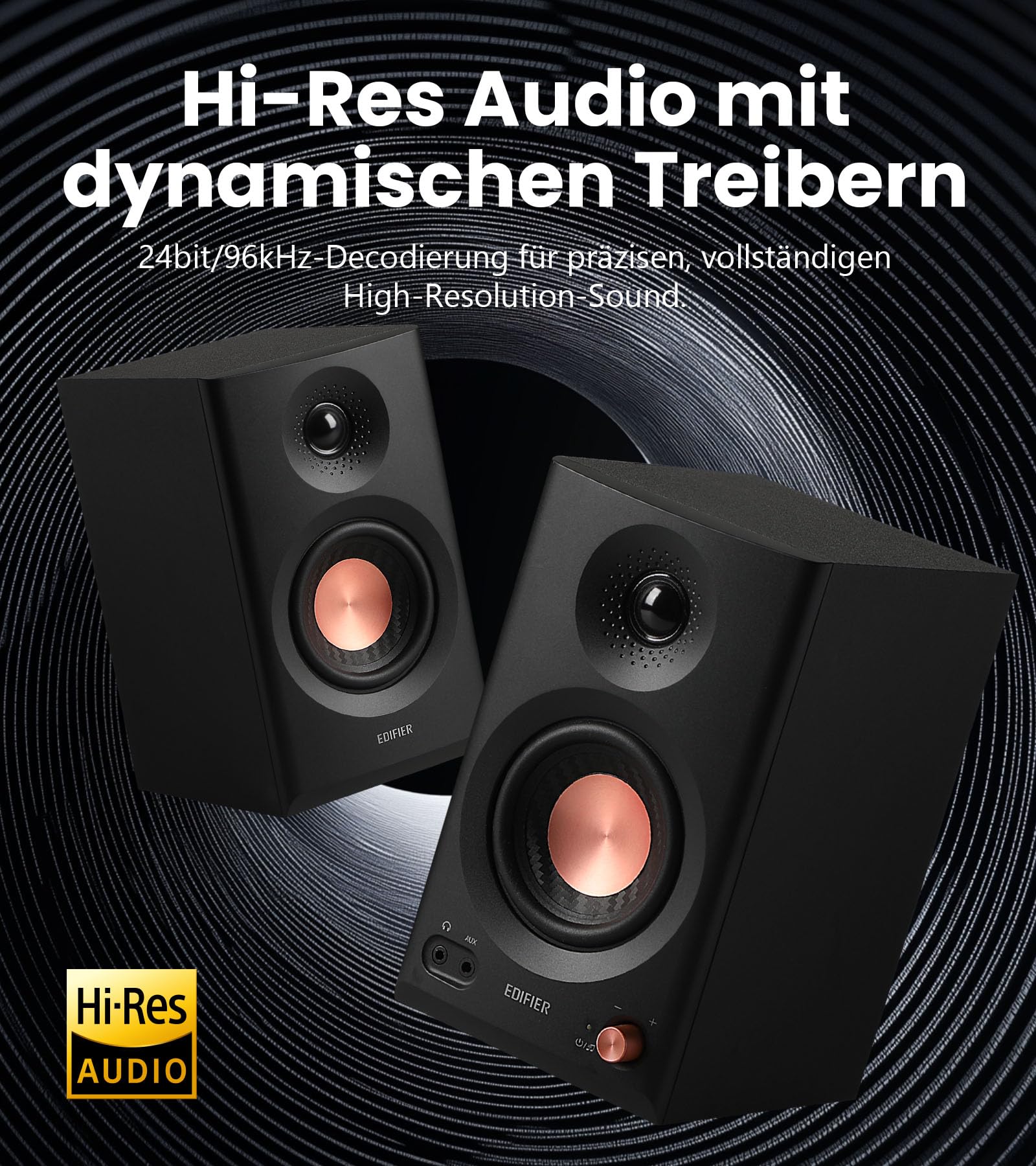 Edifier MR3 Lautsprecher für Studiomonitor, Bluetooth, hochauflösende 36 W App, 3,5 mm Cinch/AUX-Eingang, 52 Hz-40 kHz Kopfhöreranschluss-Ausgang, Weiß 5