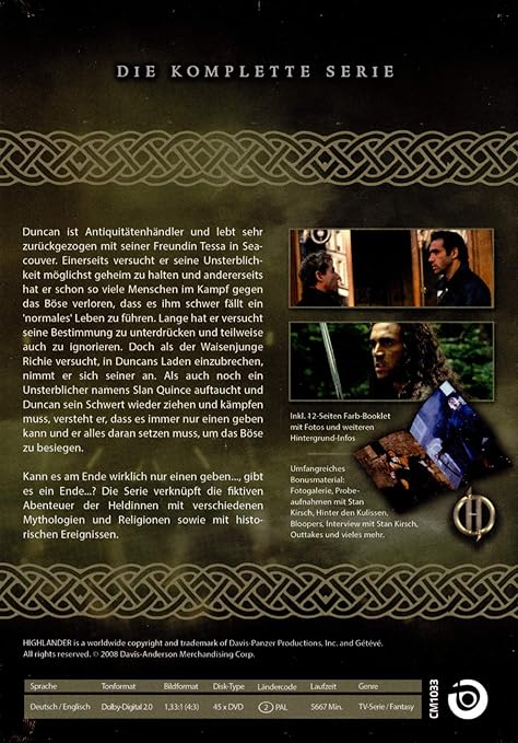 Amazon Com Highlander Complete Series 1 6 45 Dvd Boxset Highlander Series One To Six Non Usa Format Pal Reg 0 Import Germany Adrian Paul Stan Kirsch Jim Byrnes