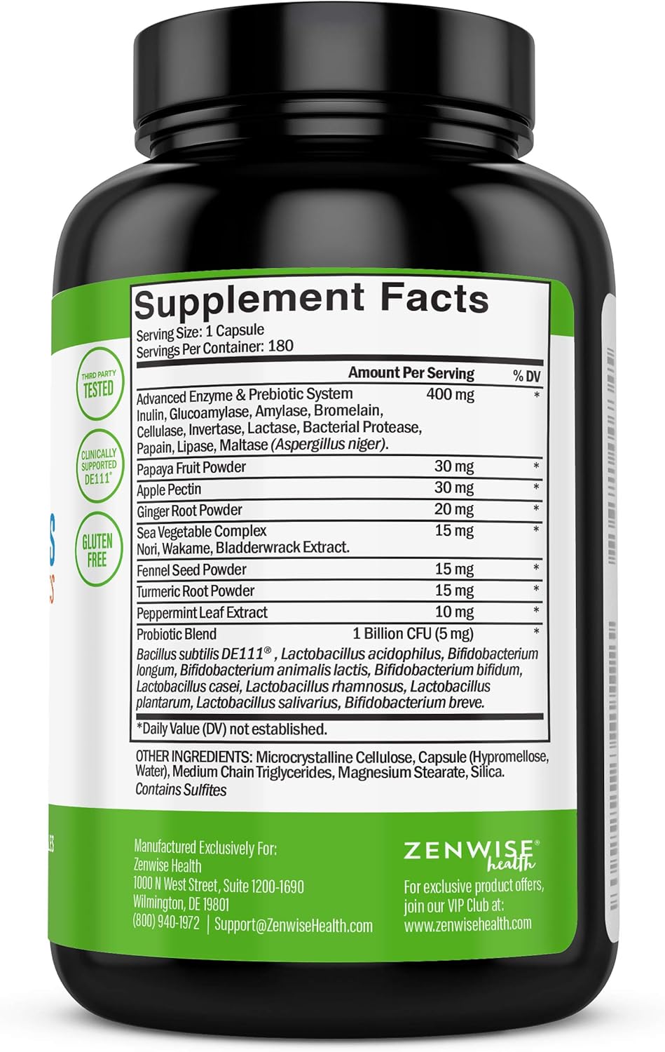 Zenwise Health Digestive Enzymes Plus Prebiotics & Probiotics Supplement, 180 Servings, Vegan Formula for Better Digestion & Lactose Absorption with Amylase & Bromelain, 2 Month Supply: Health & Personal Care