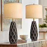 PORTRES 27.5" Ceramic Table Lamps for Bedroom Living Room Lamps Set of 2 Modern Bedside Nightstand Lamp Farmhouse Vintage Rus