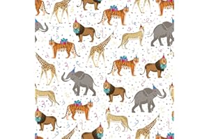 Colors of Rainbow Flat Sheet Wrapping Paper for Birthday Party, Baby Shower, Party Backdrops, Table Runner, Scrapbooking and Drawer Liner, Decoupage, Housewarming Gift Wrap (Safari Animal)