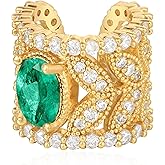 LADYGD Ear Cuff Earrings for Women Trendy 14K Gold Plated Cubic Zirconia Multi-Colored Sparkle Huggie Ear Cuffs Non Piercing | Clip On Cartilage | Single