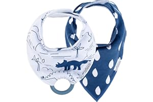 Dr. Brown’s™ Bandana Bib with Removeable Teether with Dinosaurs and Blue Drops, 2 Pack