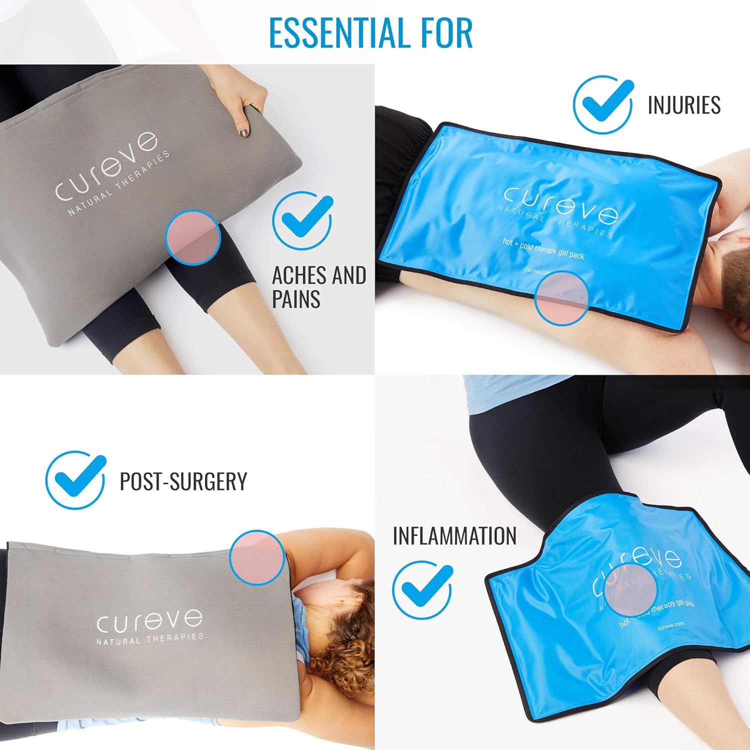 Extra Large Hot and Cold Therapy Gel Pack with Cover by Cureve (21" x 13") - Reusable Ice Pack for Injuries, Aches and Pain on Back, Legs, Shoulders and Arms: Health & Personal Care