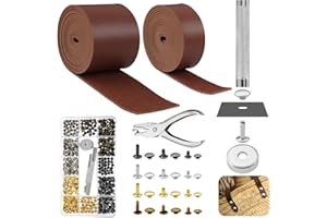 SILTRIANGLE 363 Pcs Leather for Crafts Kit 140 Inches Leather Straps Flat with 1 2 Inch Wide 360 Rivets and 1 Double Rivet Tubular Setting Craft Tool for DIY Bags Craft Repairs Decoration