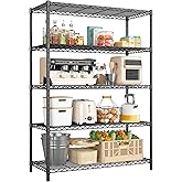 5 Tier Storage Shelves 71"H Wire Shelving Adjustable Metal Shelving,1000LBS Pantry Shelves Sturdy Steel Wire Shelf for Kitchen Commercial Pantry Garage Warehouse ,71"H X35.5"W X13.8"D, Black