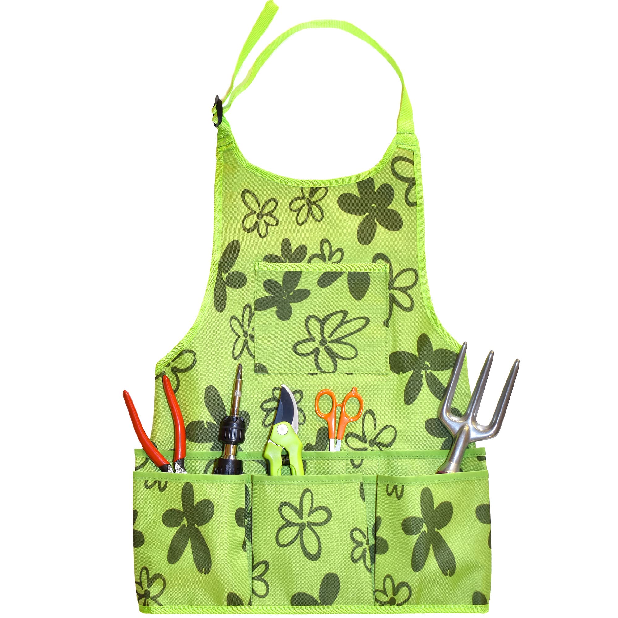 Green Thumbz Oxford Cloth Gardening Apron - 14 Pockets Waterproof Garden Aprons for Women with Pockets - Multipurpose Aprons for Gardening, Cooking, Cleaning and Woodworking - Green Gardening Aprons