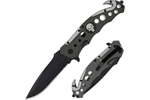 Swiss Safe 3-in-1 Tactical Knife for Military and First Responders - Navy SEAL Black