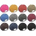 Janmercy 12 Pcs Brimless Hats for Men Women Buckle Docker Cap Wash Cotton Retro Hat Adjustable Brimless Skullcap, 11 Colors Multicolored