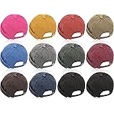 Janmercy 12 Pcs Brimless Hats for Men Women Buckle Docker Cap Wash Cotton Retro Hat Adjustable Brimless Skullcap, 11 Colors Multicolored