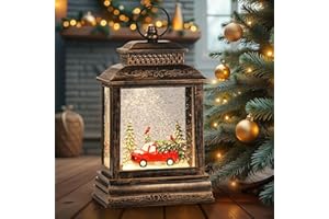 EYZH 11.75" Christmas Truck Snow Globe Lamp with Christmas Tree & Red Truck Inside,Musical Waterglobe Holiday Decor with 6h Timer,USB Power, Indoor Use for Festive Room, Best Gift for Christmas,New Year