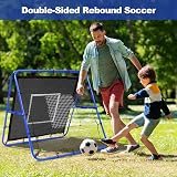 BAGAIL Double Sided Rebounder Net 120x120cm Football Goals Portable Practice view 6