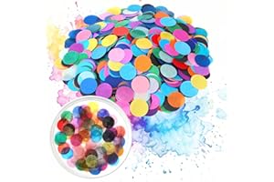 AmazingSpark 7200 Pcs Bleeding Tissue Paper 1 Inch Watercolor Bleeding Paper for Art Wet Strength Tissue for DIY Projects Scrapbooking Greeting Cards, 20 Assorted Colors (Round)